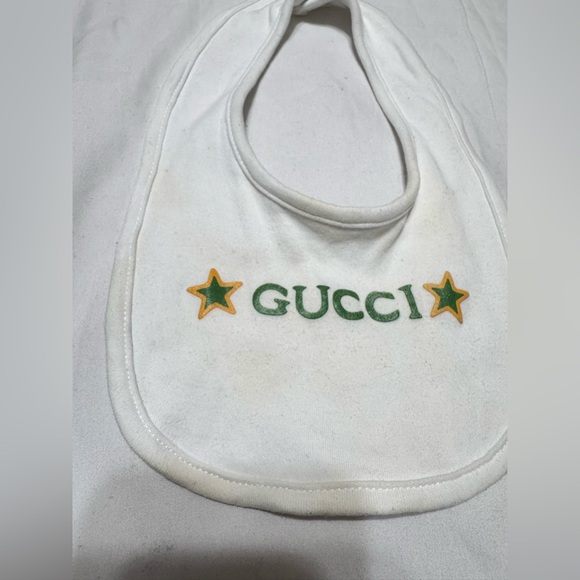 Gucci vintage baby cotton two-piece hat & bib with Gucci logo - Picture 10 of 11